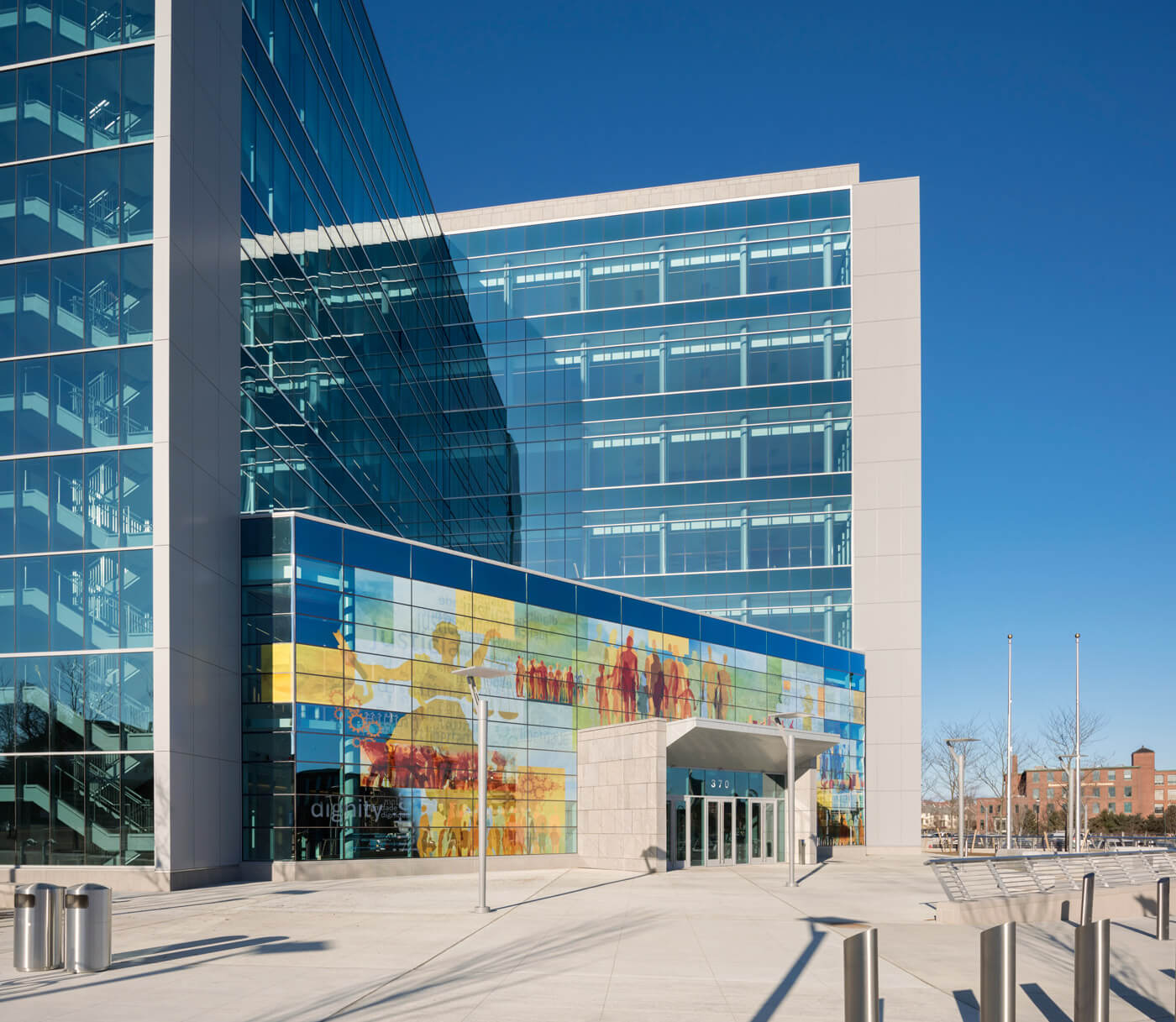 Lowell Justice Center ECO Cladding Vci.40 Natural Stone Rainscreen Cladding Elevation Photo Credit Anton Grassl