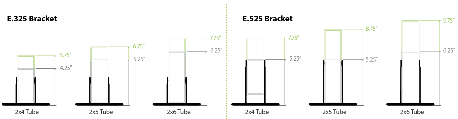 Alpha E Aluminum Wall Bracket Adjustability Chart