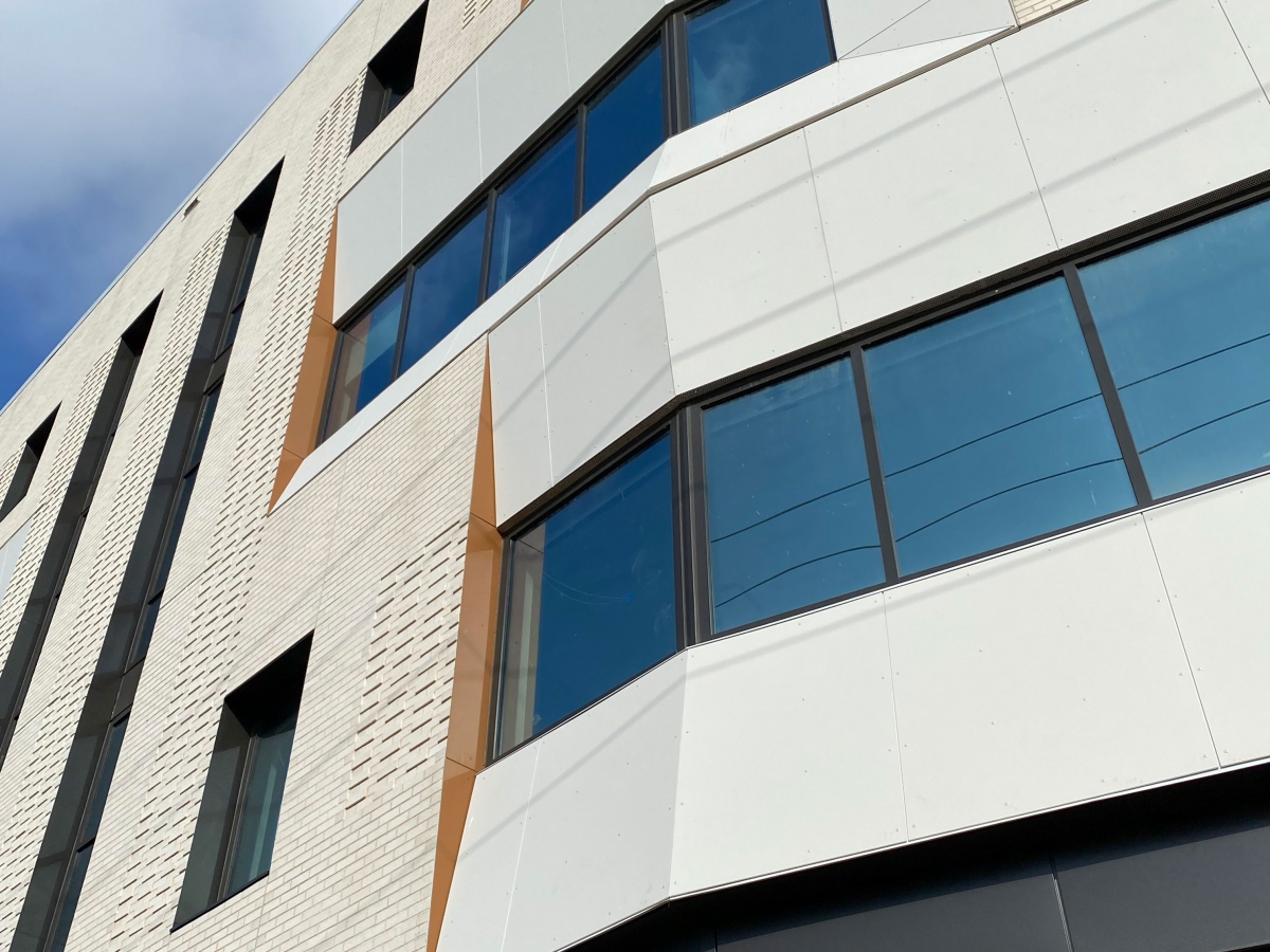 UT Houston Behavioral Science Center ECO Cladding Swisspearl Fiber Cement Feature