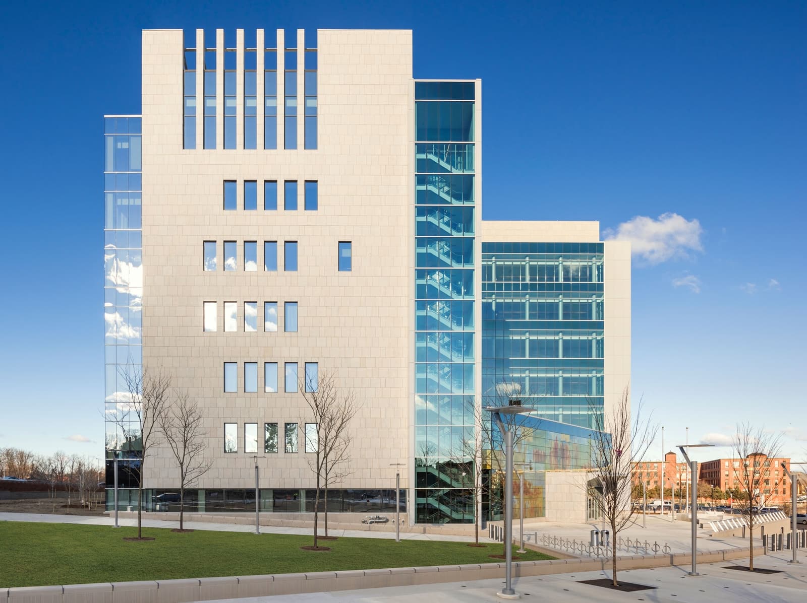 Lowell Justice Center ECO Cladding Vci.40 Natural Stone Rainscreen Cladding Elevation Photo Credit Anton Grassl