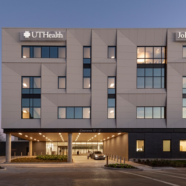UT Health Science Center in Houston, TX ECO Cladding’s Vci.10 and Hci.11 sub-framing system