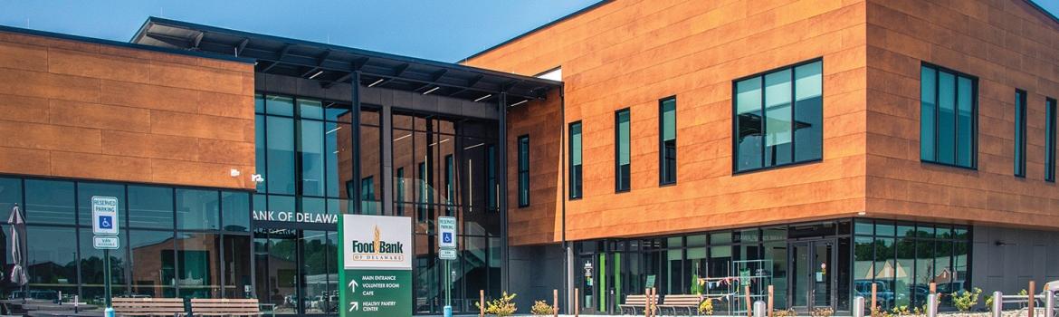 Food Bank of Delaware ECO Cladding Subframing System with Parklex HPL Panels